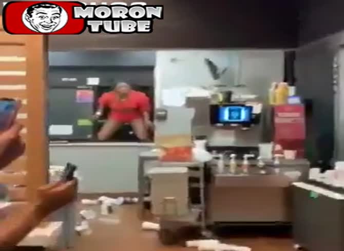 Video :At the drive-through, she loses it and hurls whatever she can find at the employees